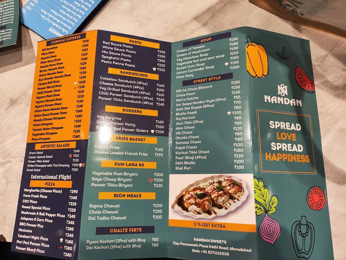 Nandan Sweets & Restaurant menu