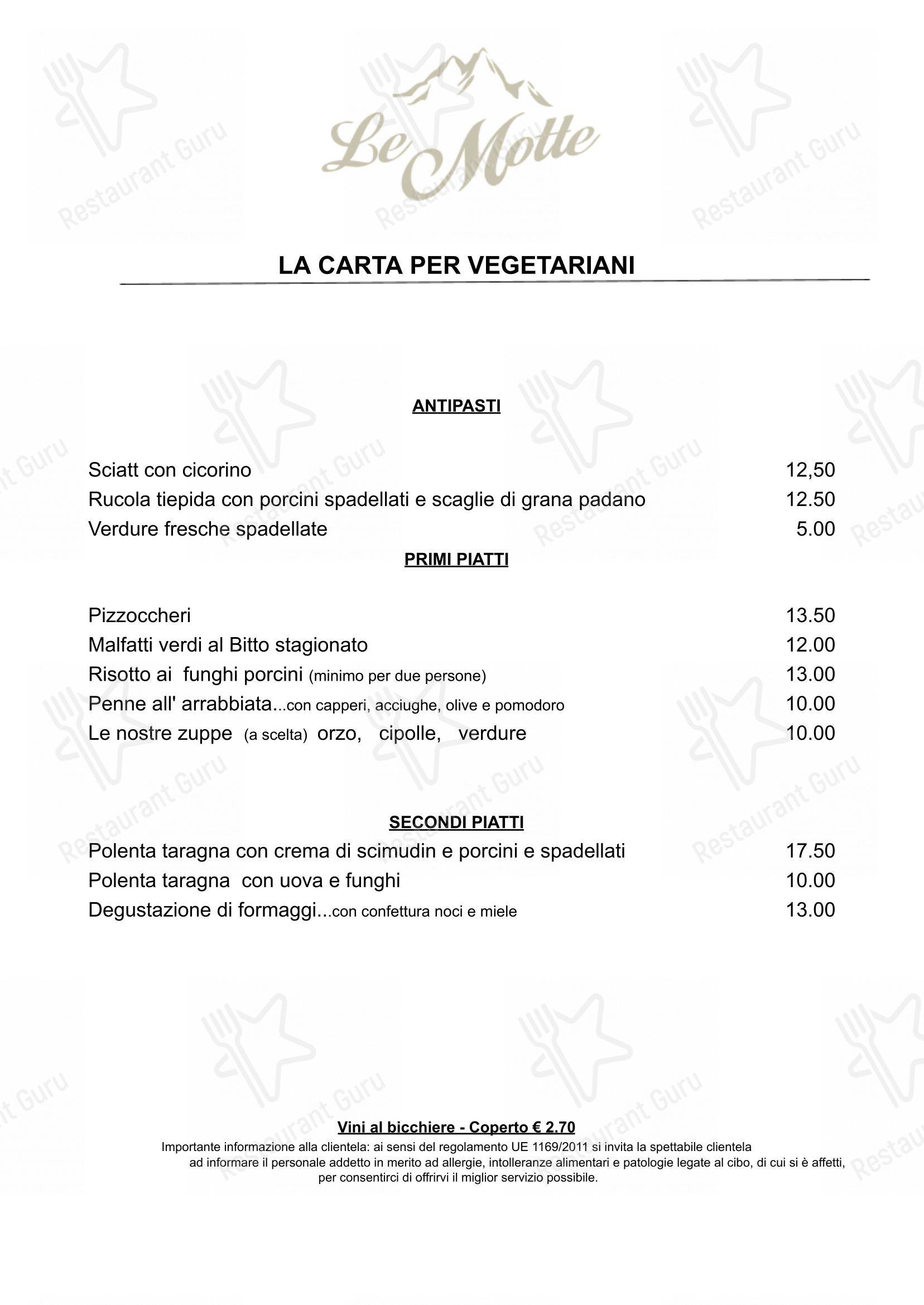 Menu di Ristorante Le Motte - Детское