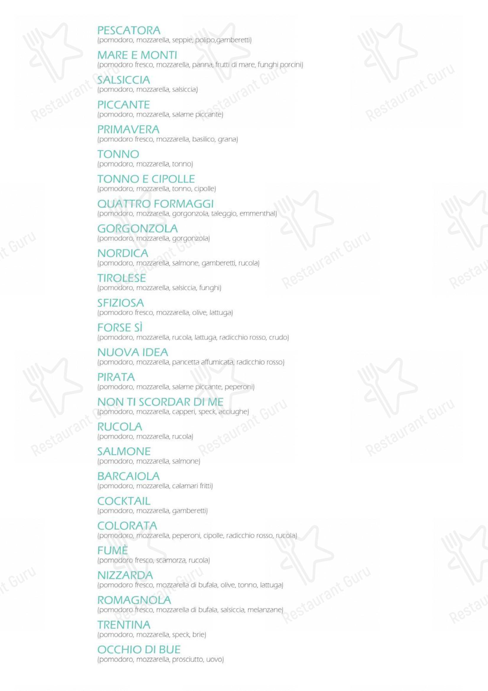 Menu bar per Mozart Pizzeria con Cucina pizzeria