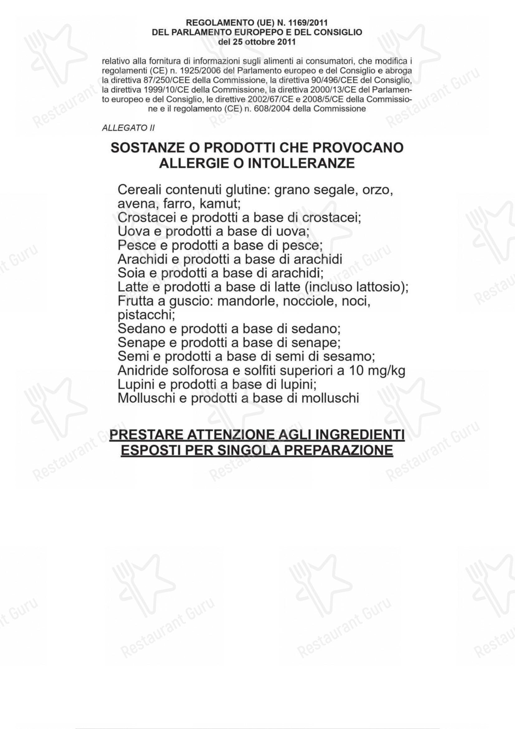 Menu di Mozart Pizzeria con Cucina - Menu bar