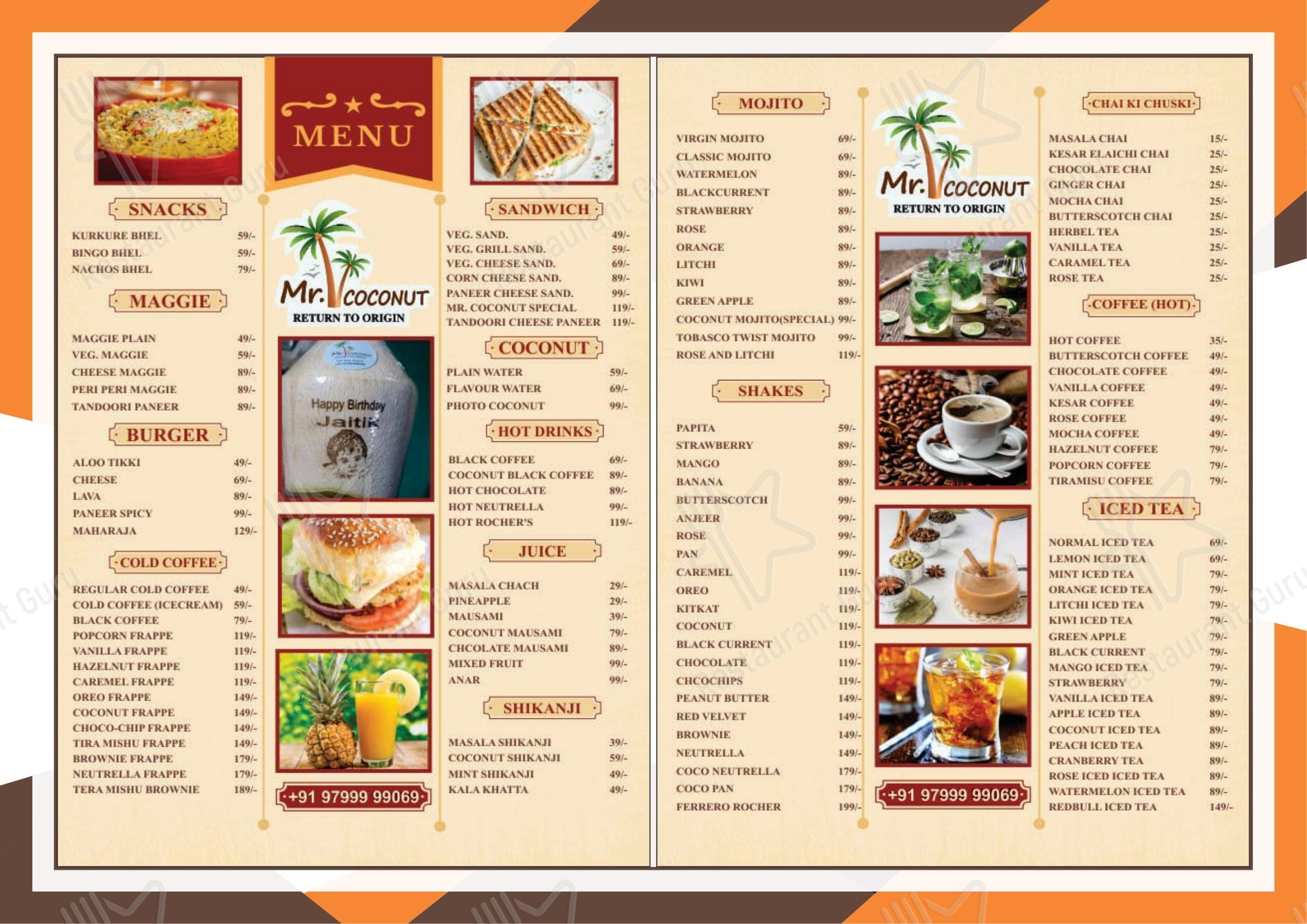 Mr.Coconut Cafe Barbeque And Resturant - Menu bar