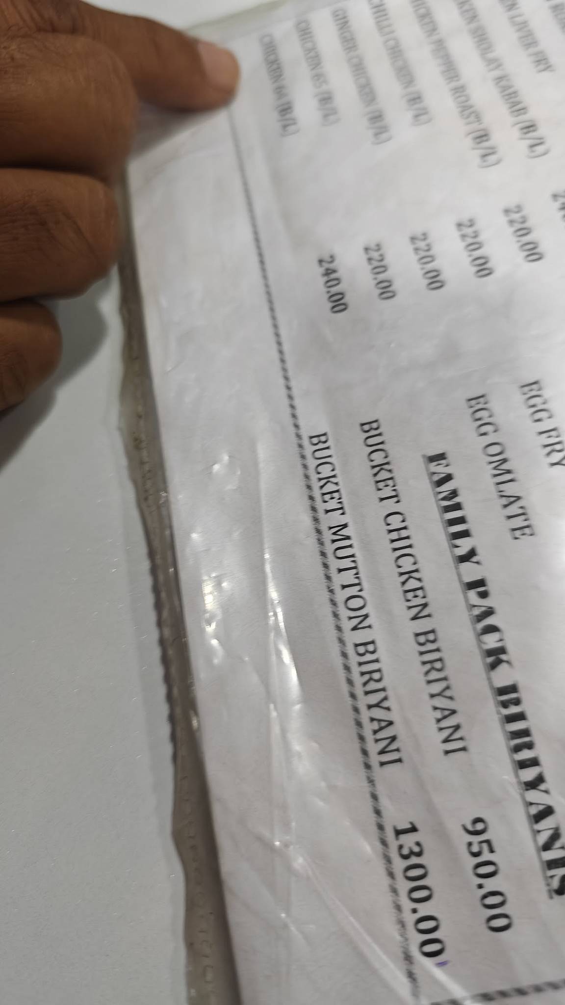 Mr Pulao menu