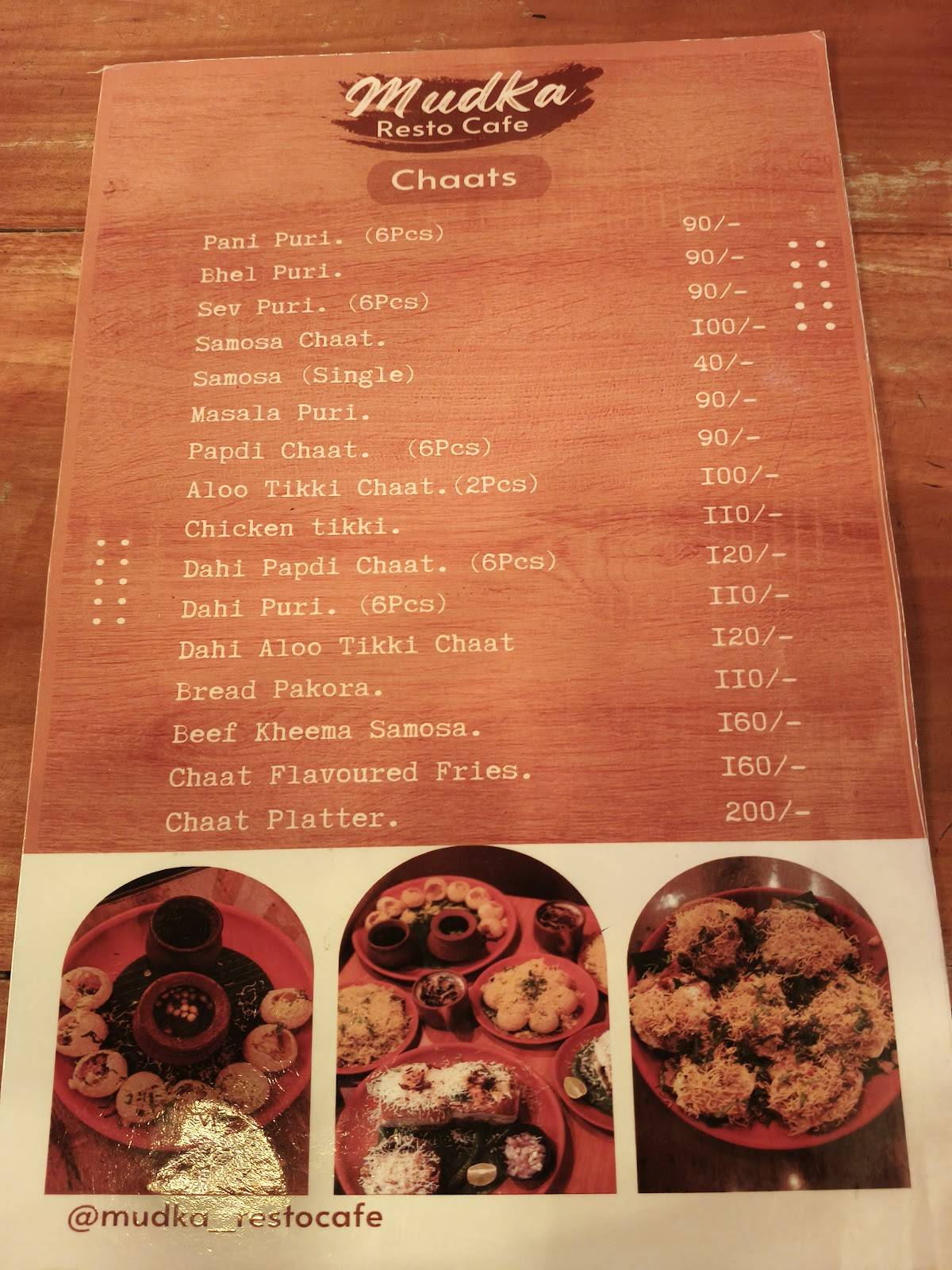 Mudka Resto Cafe menu