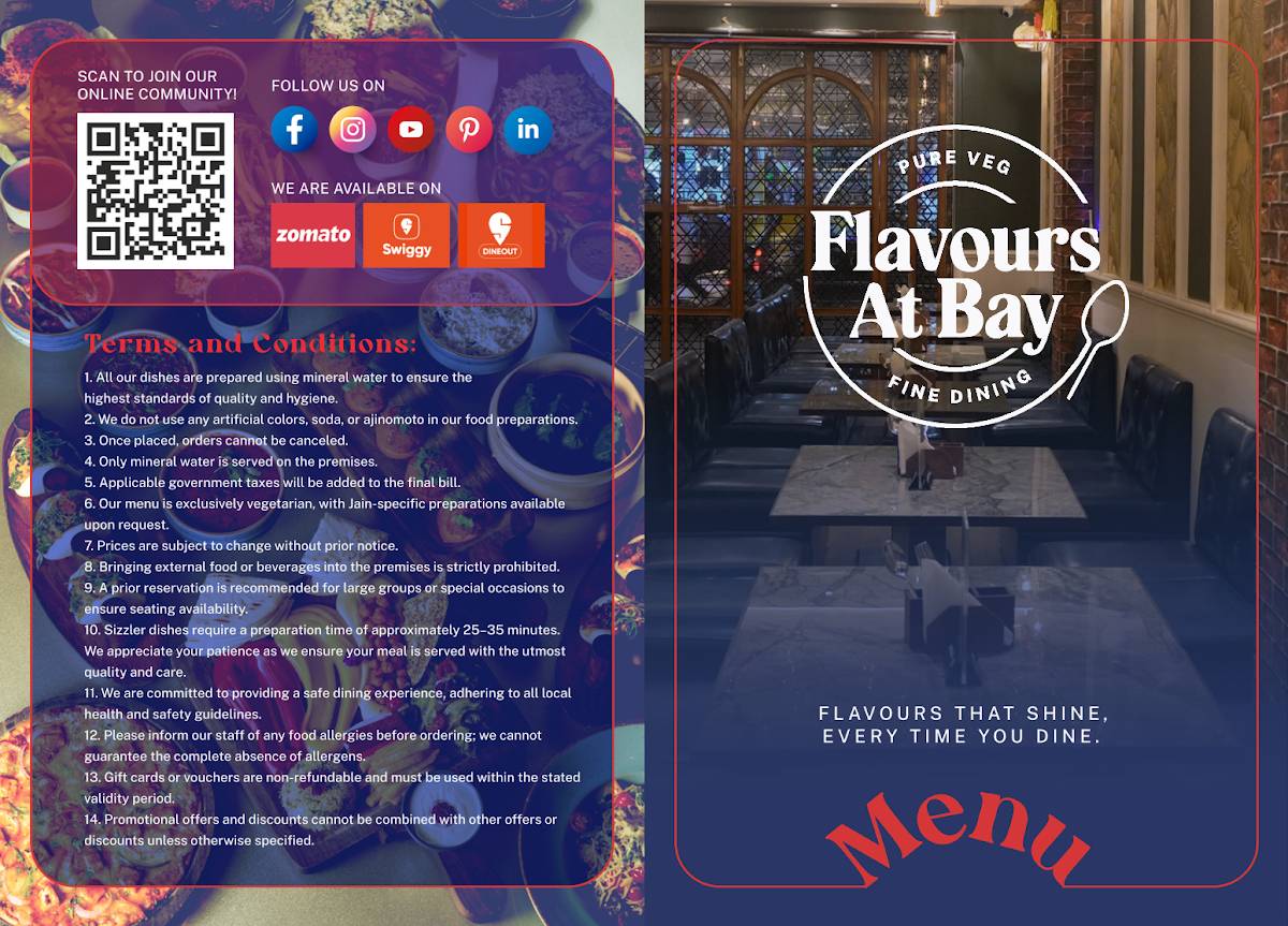Flavours at Bay - Pure Veg and Jain Restaurant menu