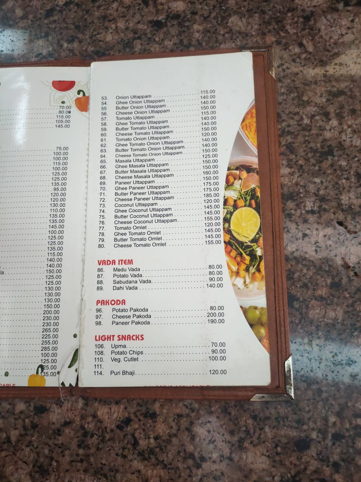 Hotel Kalpana Veg Restaurant menu