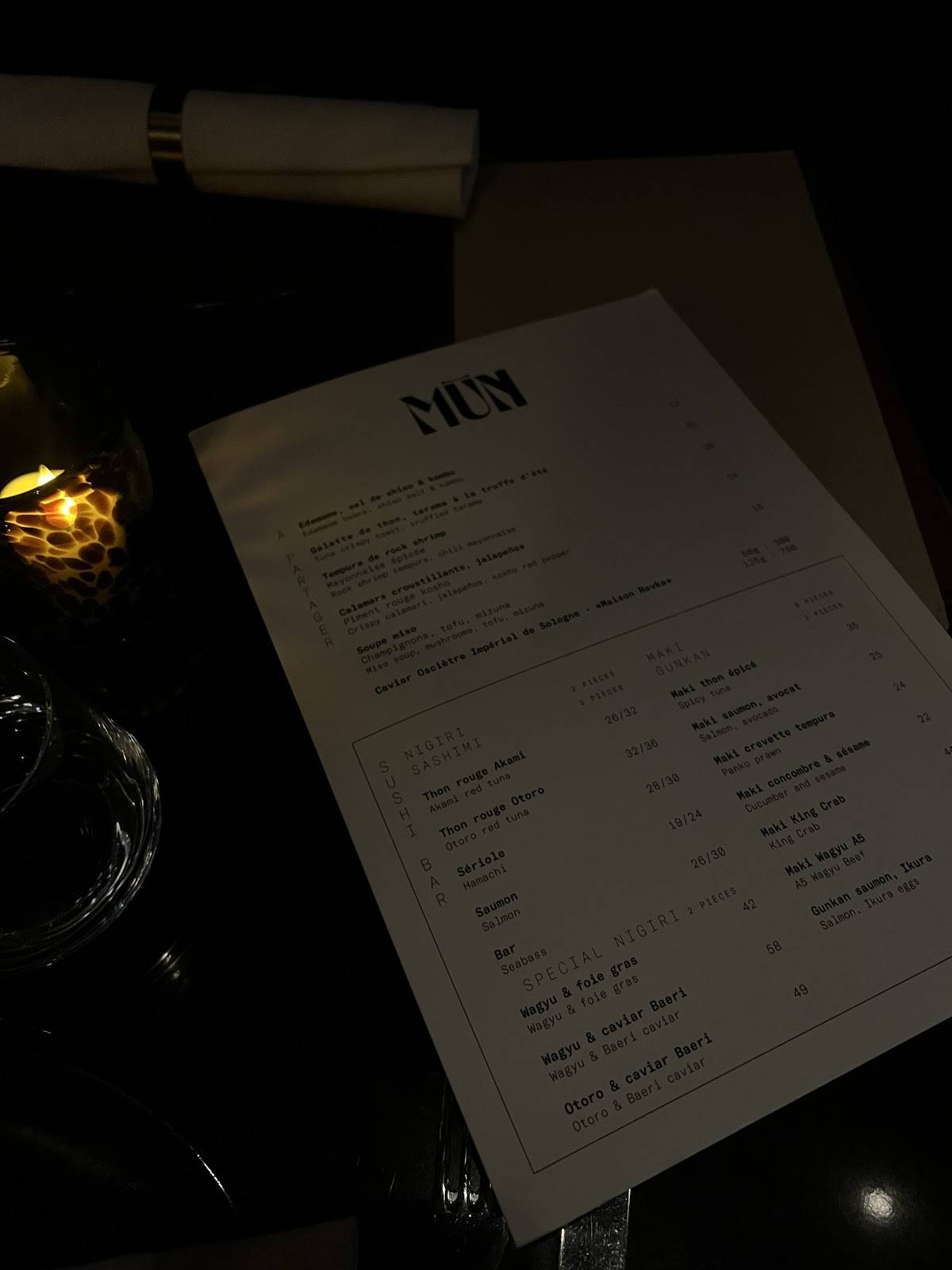Menu de Mun