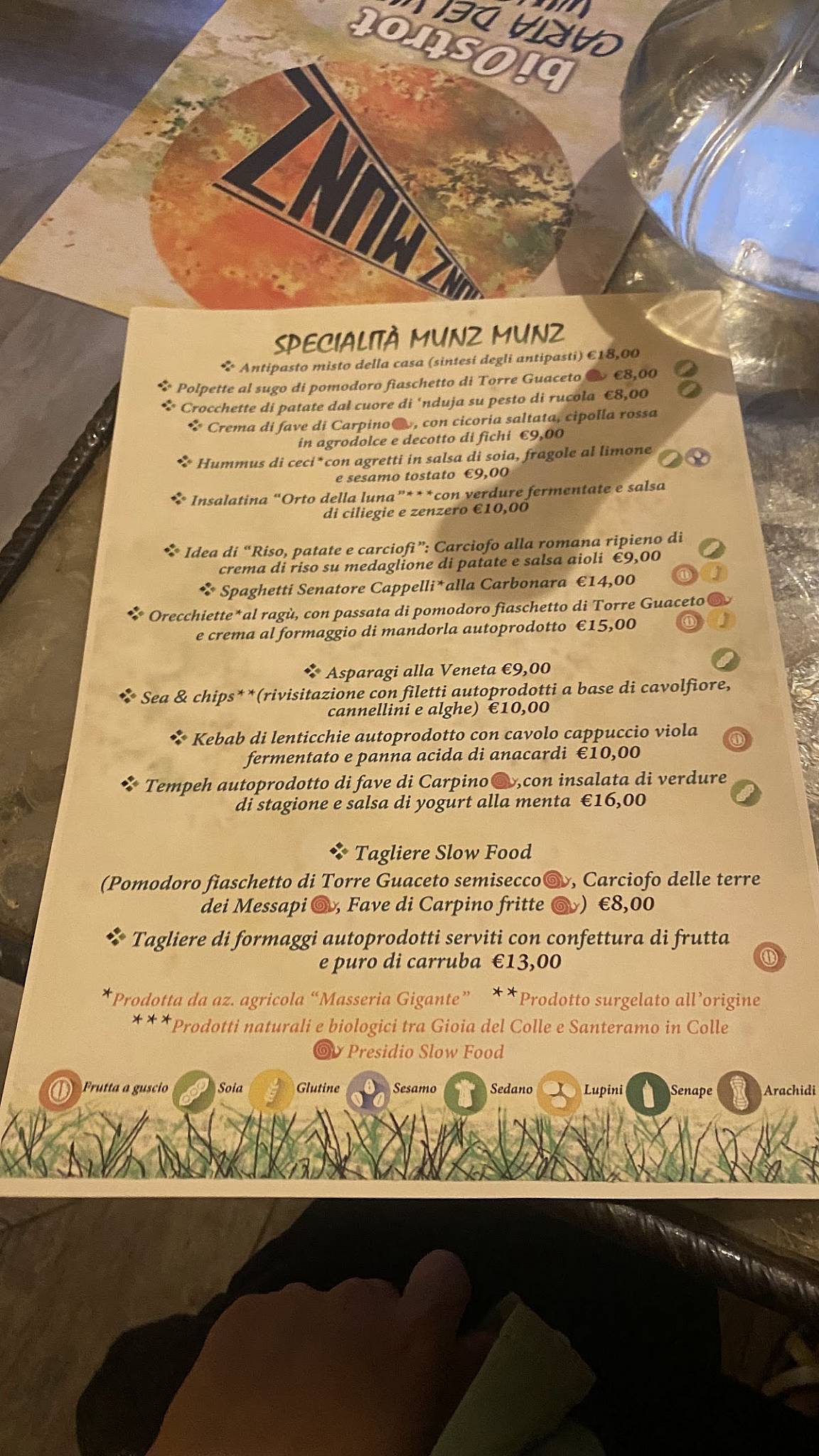 Menu di Munz Munz biOstrot 