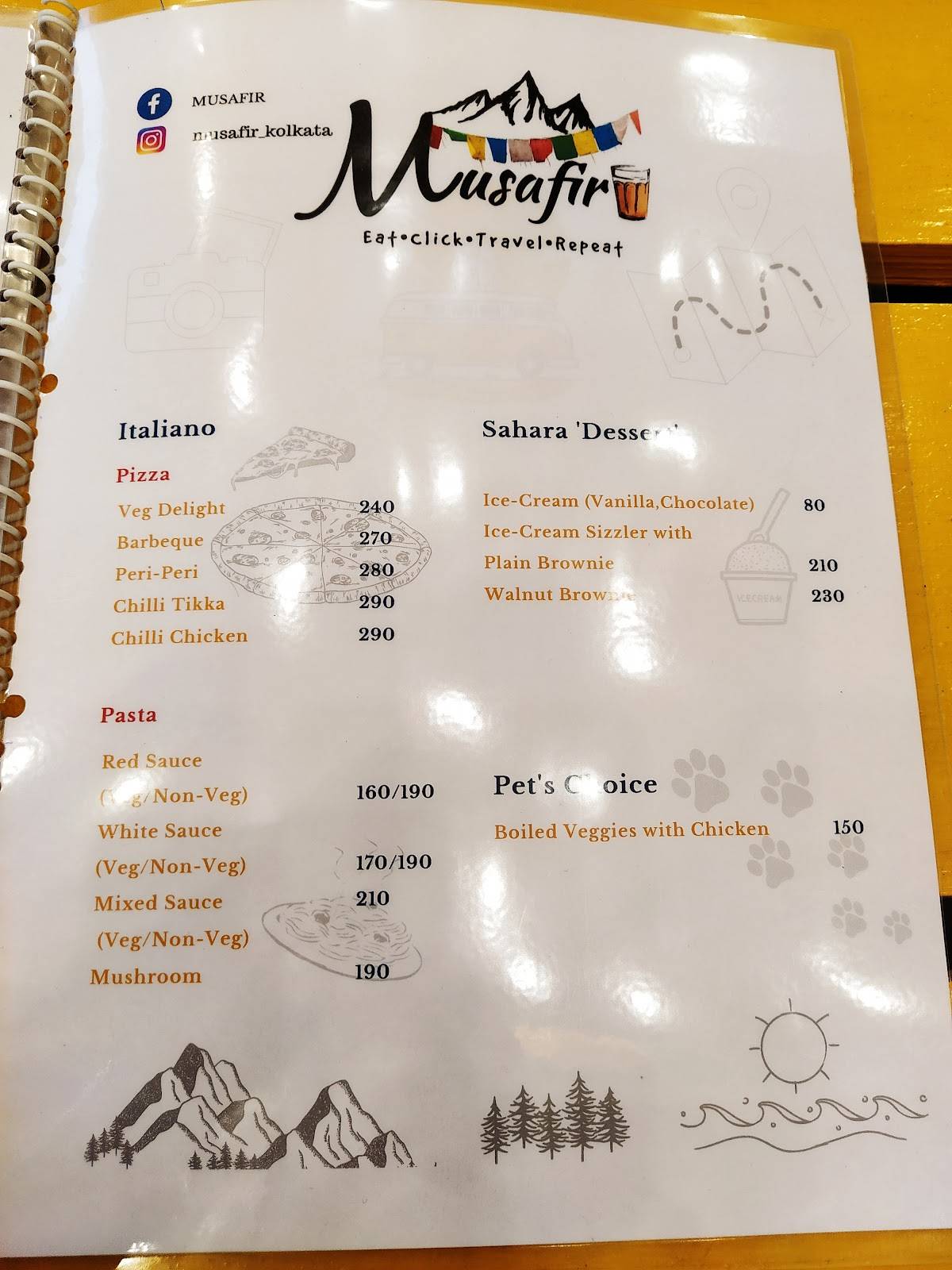Musafir menu