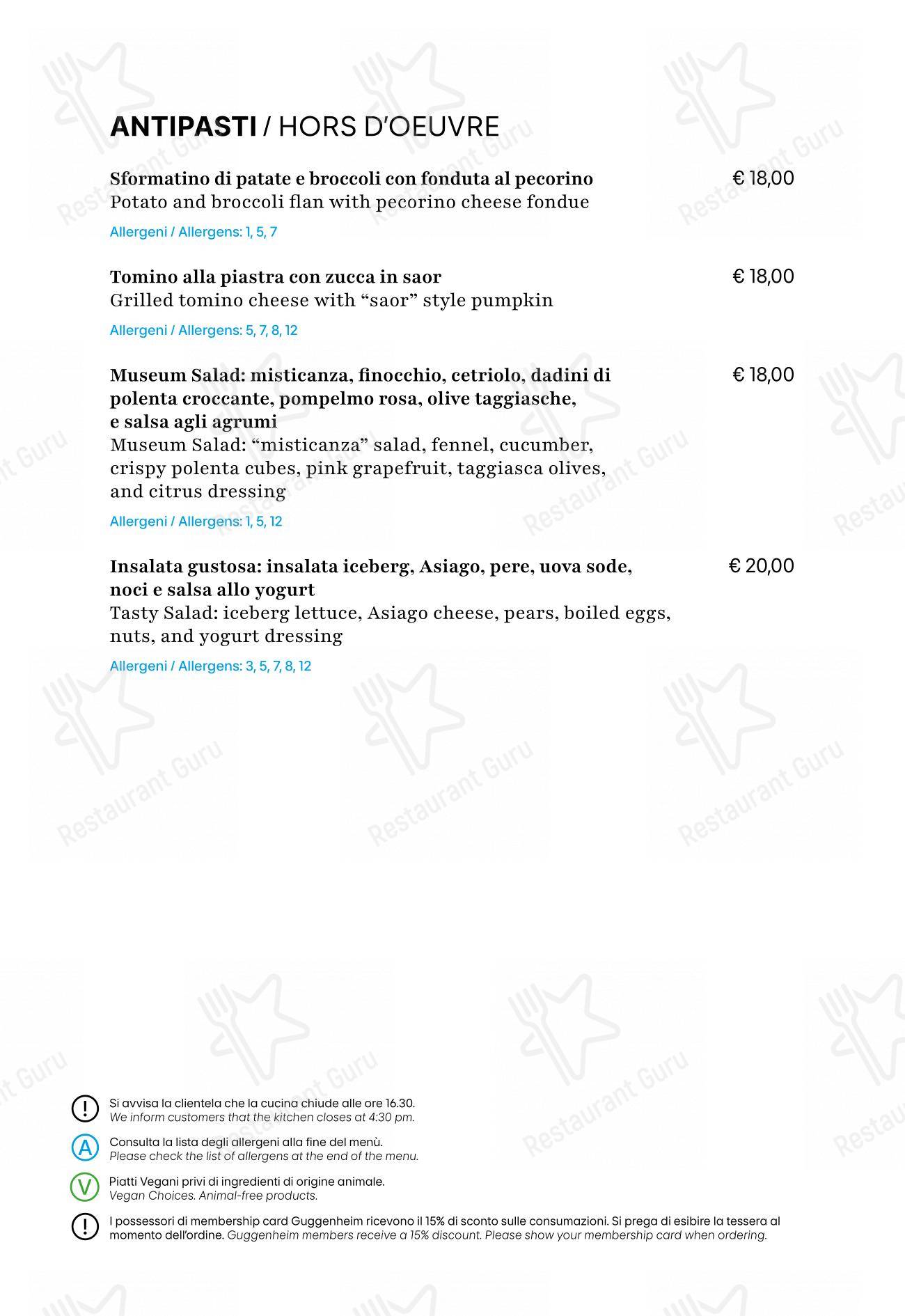 Museum Cafè in Venezia - Menu