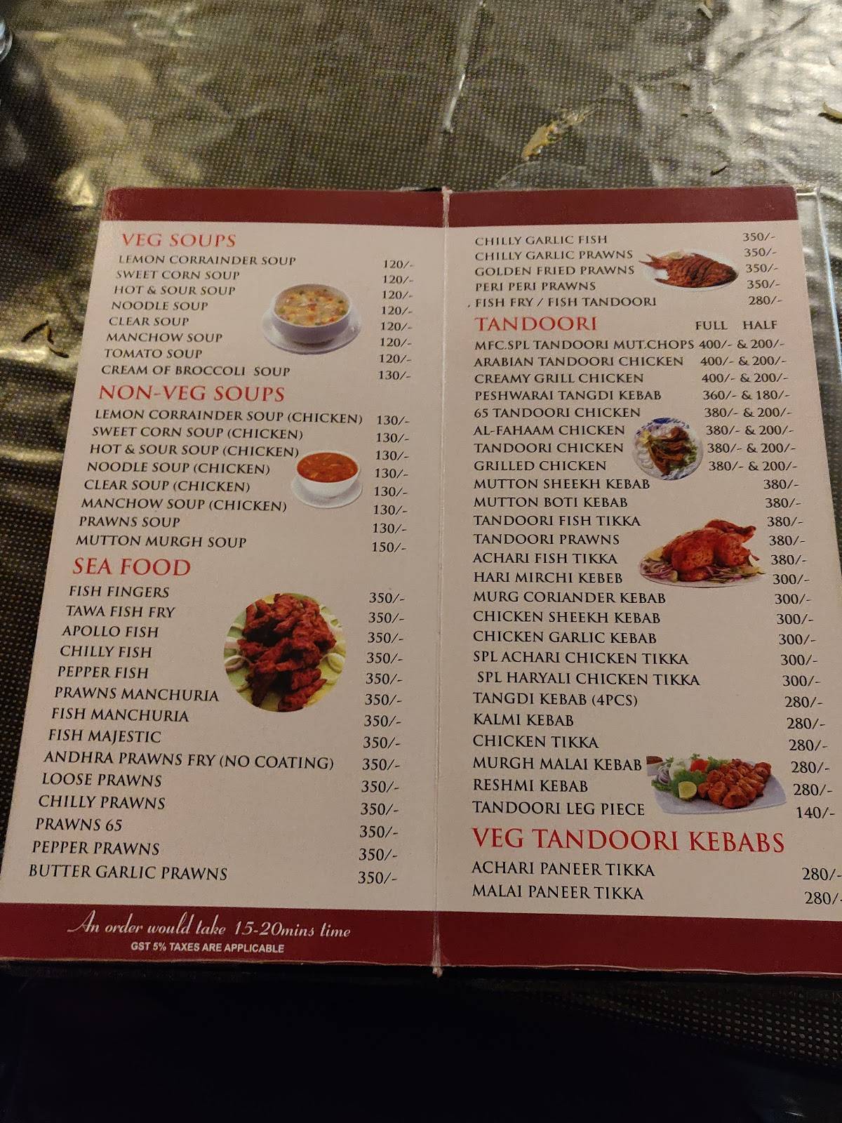 My Friend's Circle Restaurant menu