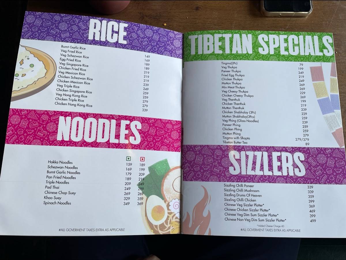 Mynah Restaurant menu