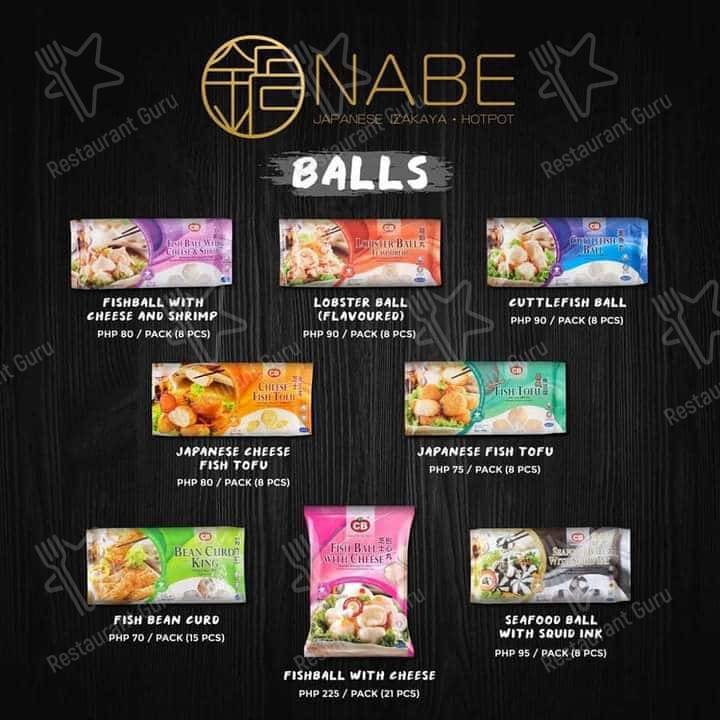 Menu at Nabe Unlimited Japanese Hotpot Banawe restaurant, Quezon City