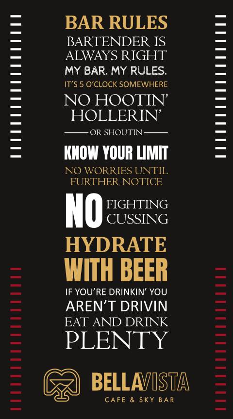 BellaVista Cafe & Skybar menu