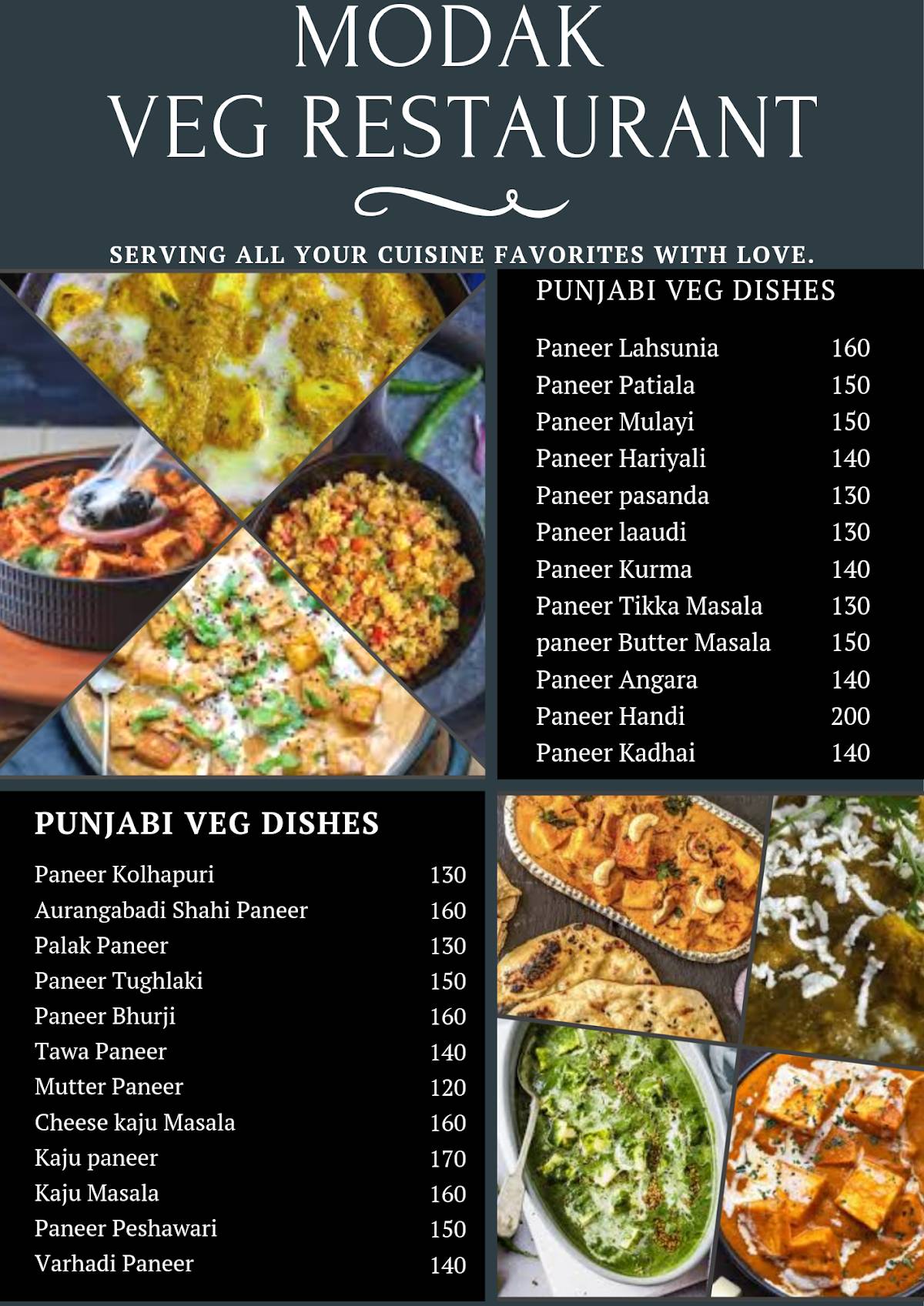 Modak Veg Restaurant menu