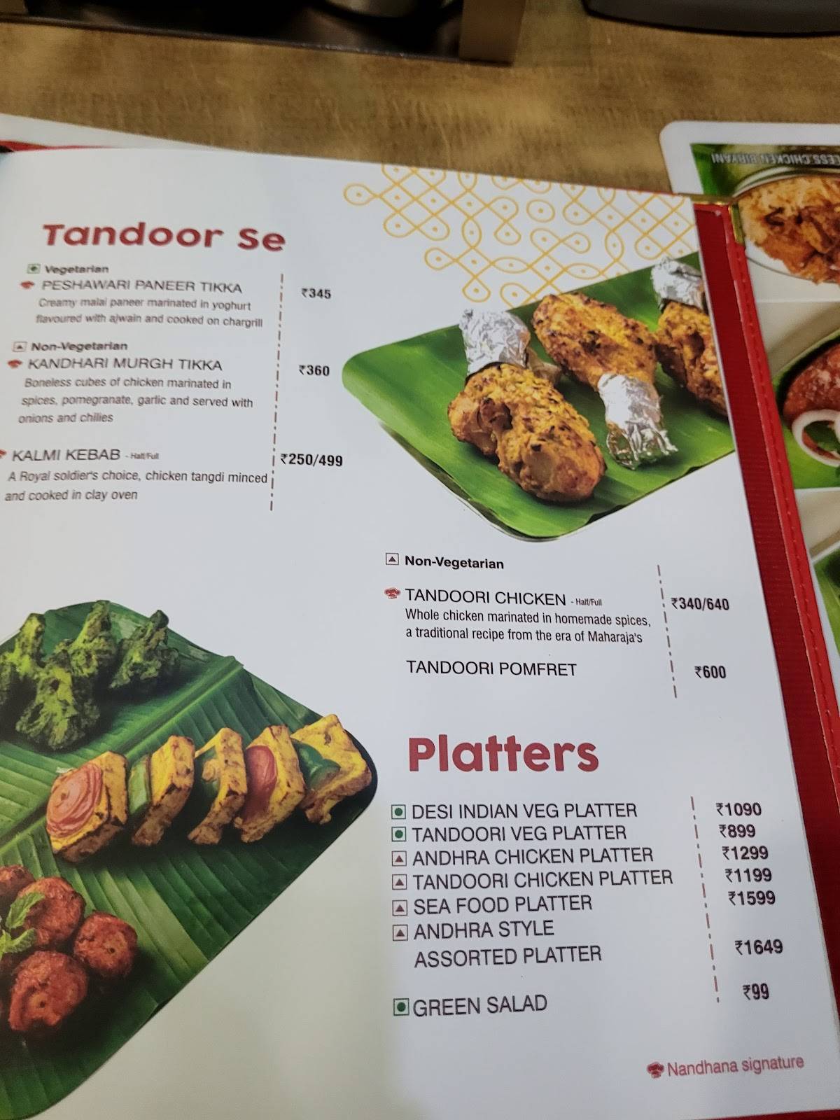 Nandhana Palace - Andhra Style Restaurant - Sahakar Nagar menu