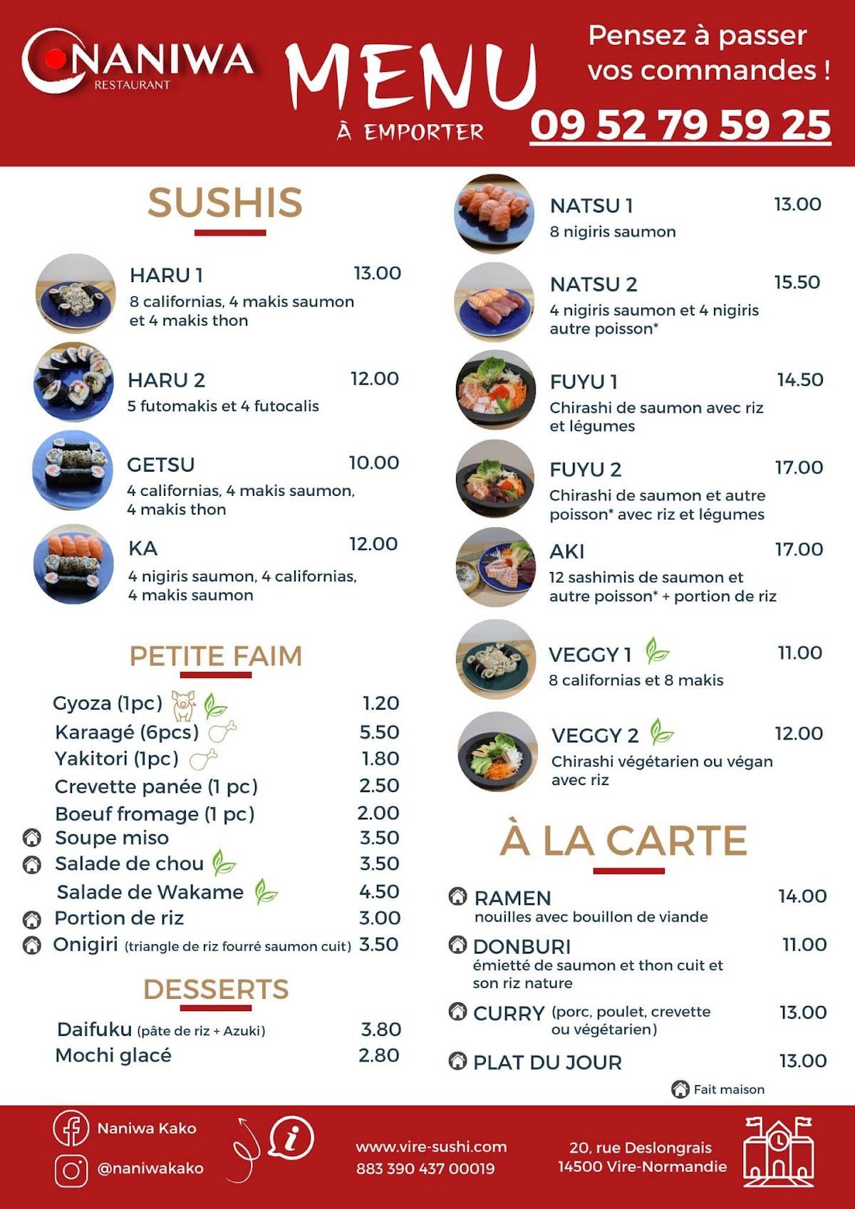 Menu de Naniwa