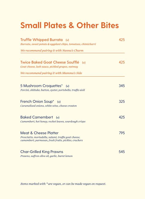 Nanna's Negroni menu