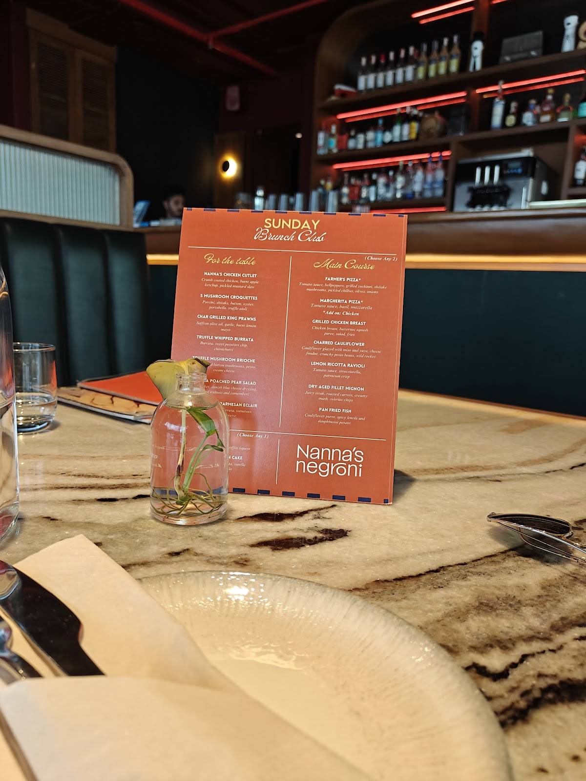 Nanna's Negroni menu