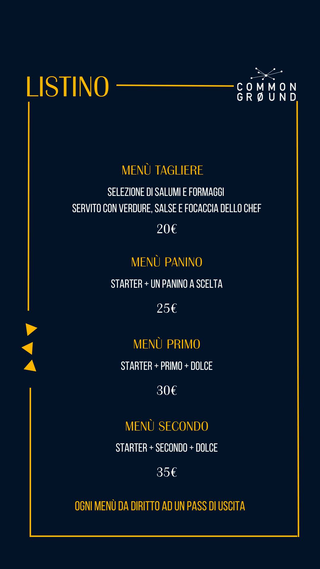 Menu di Common Ground 