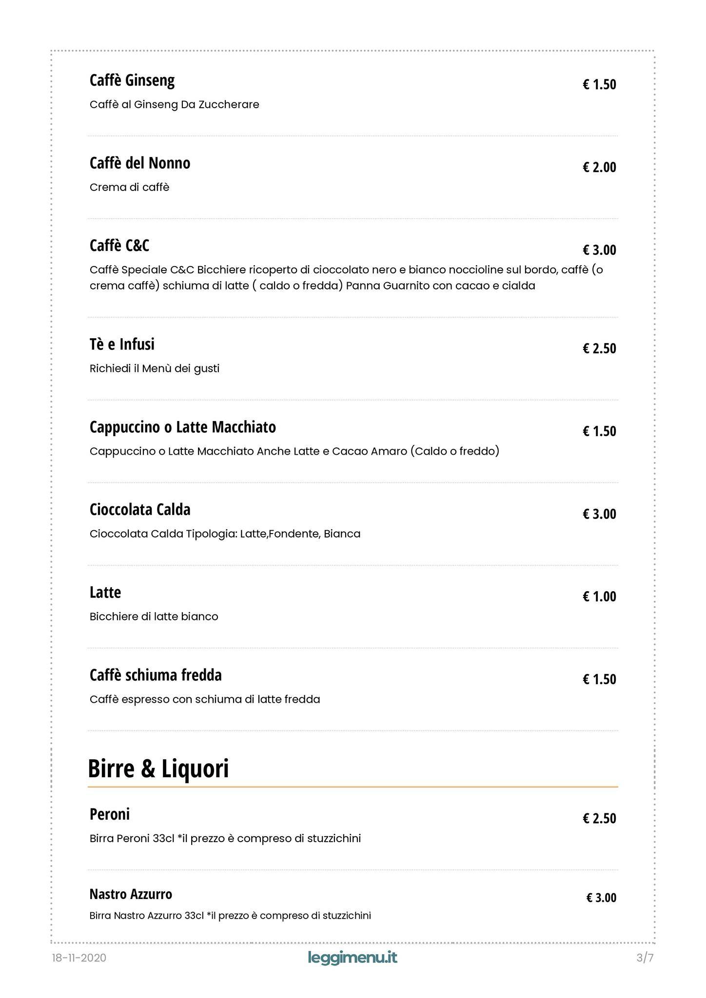Menu di Crema&cioccolato Via Epomeo 