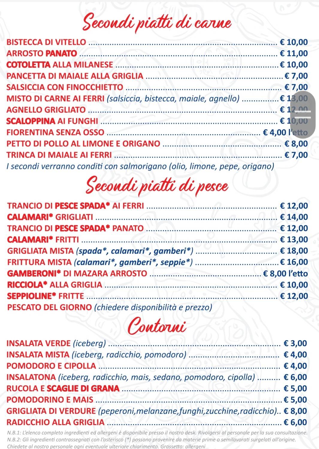 Menu di MiraMonte ristorante pizzeria