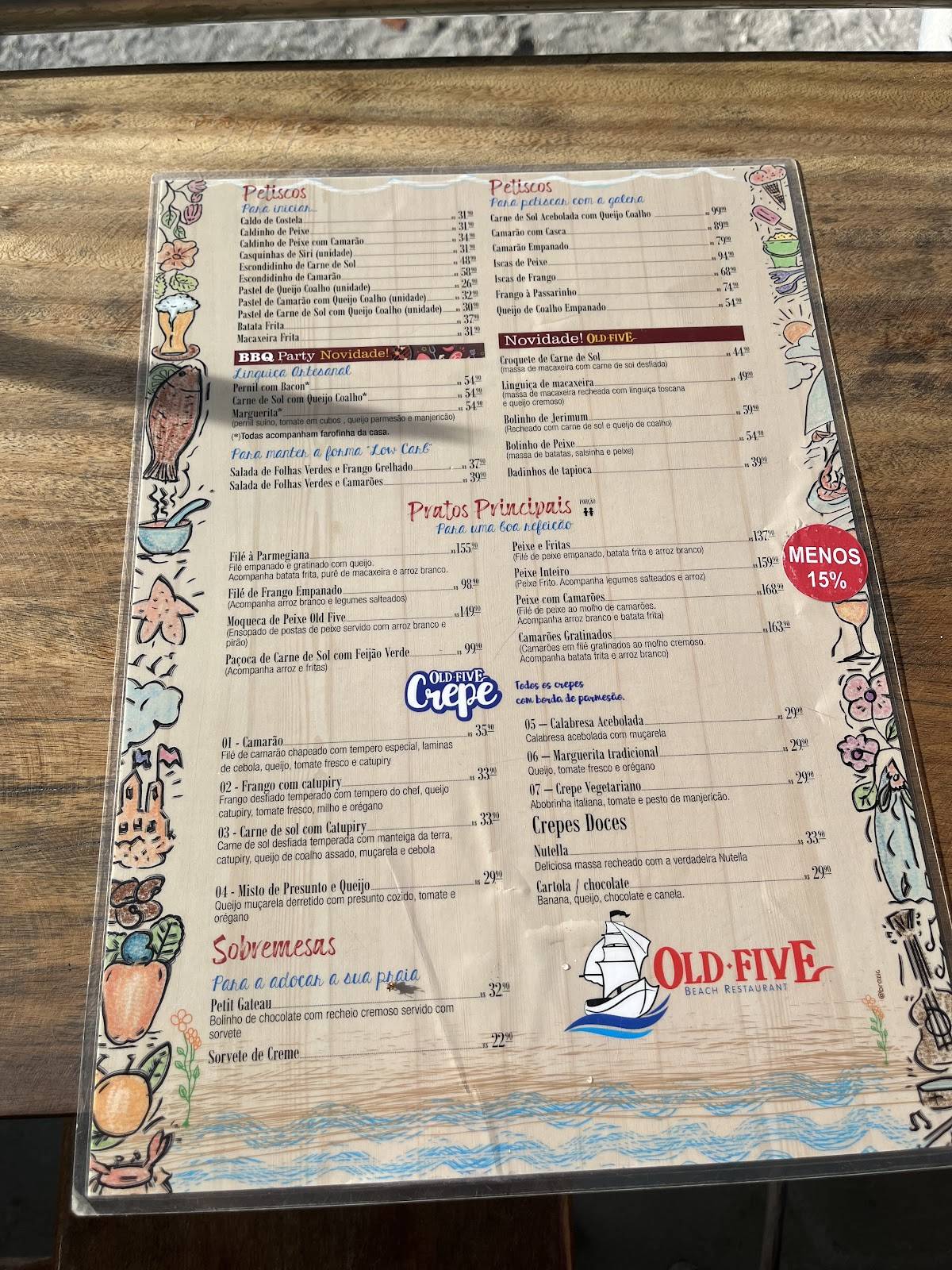 Old Five cardápio