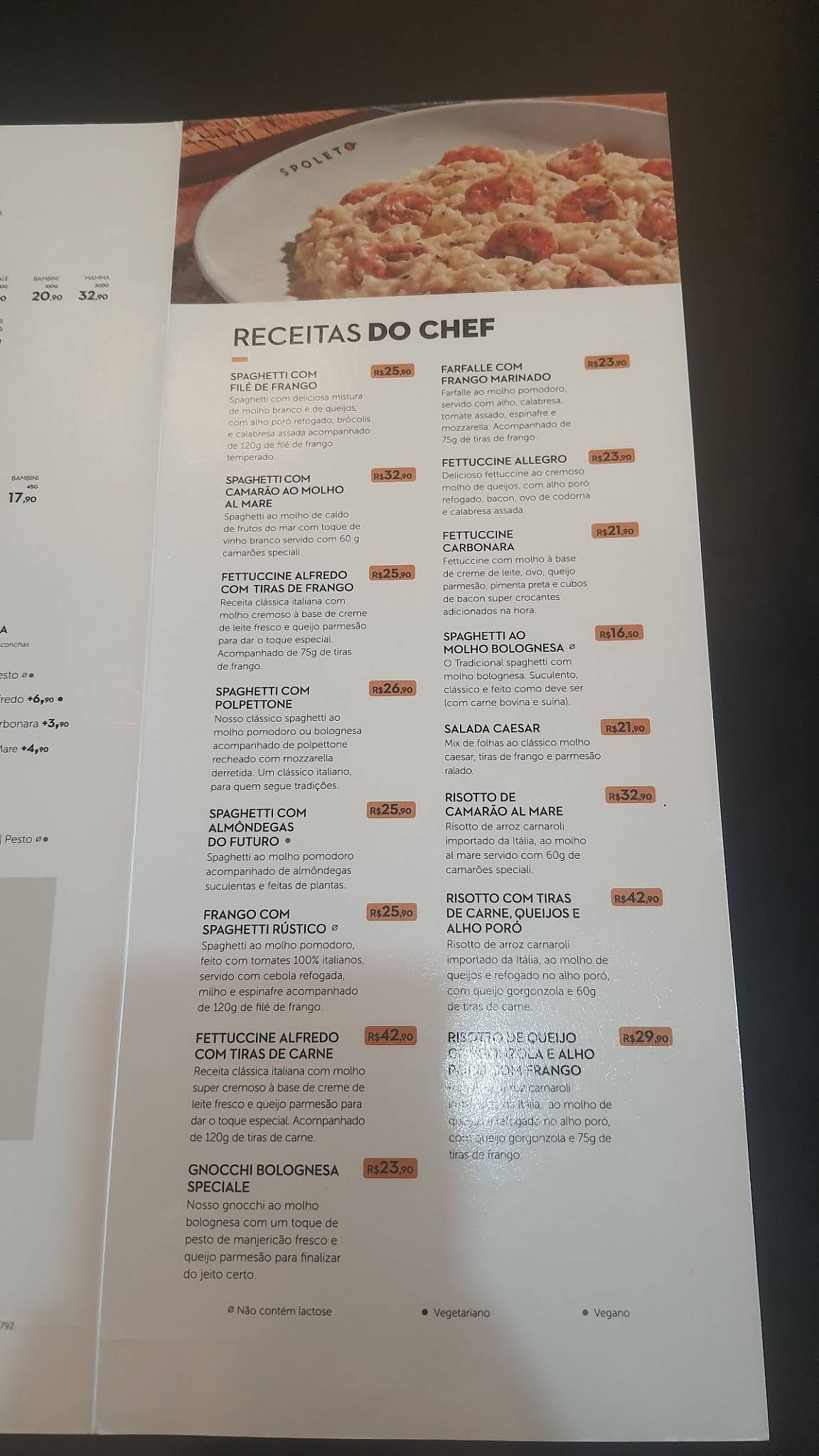 Restaurante Spoleto cardápio