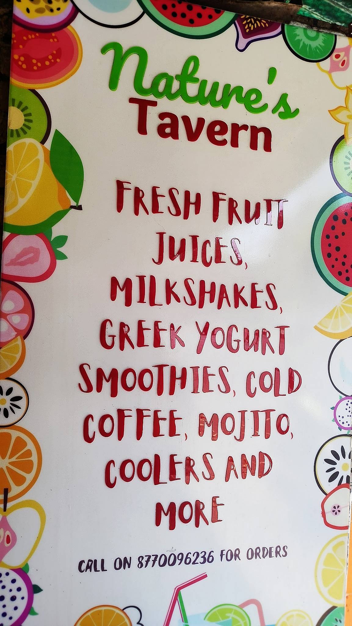 Nature's Tavern menu