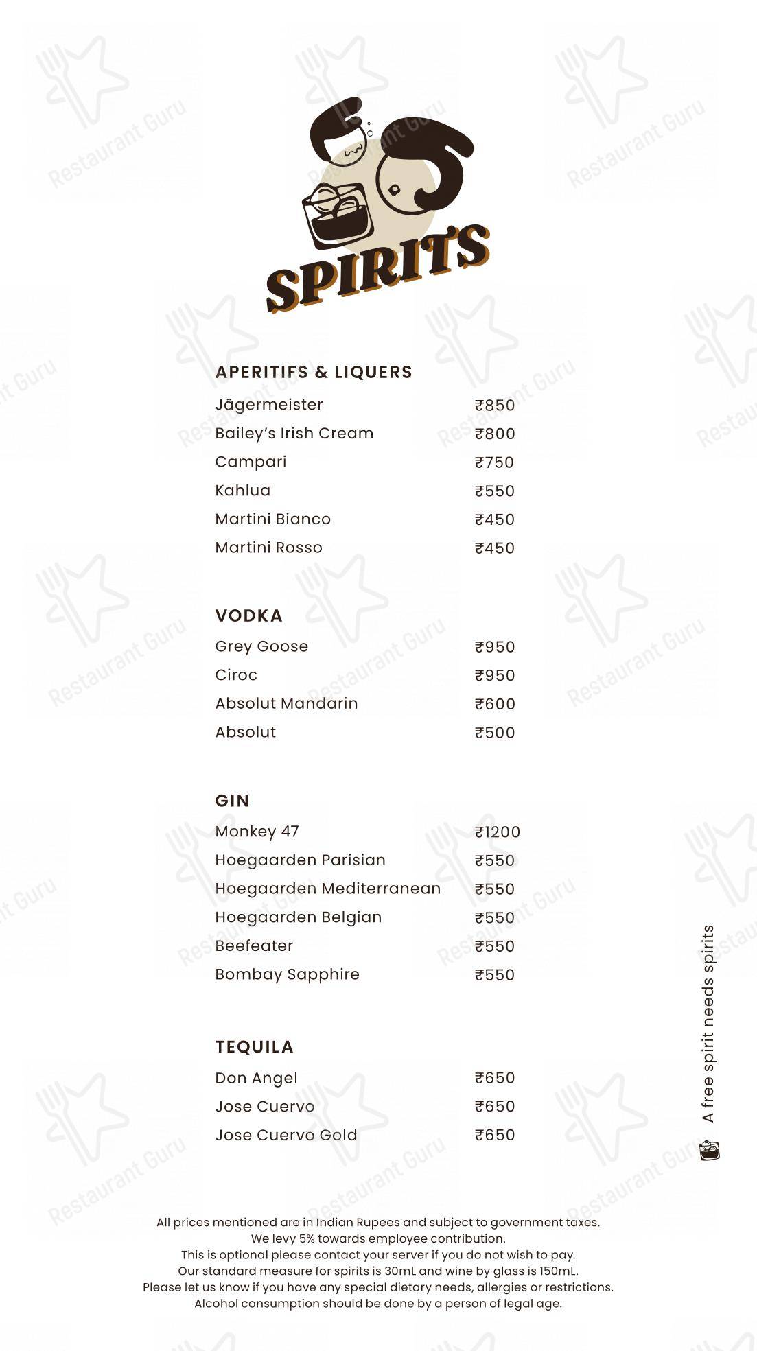 Menu bar for the Neer restaurant