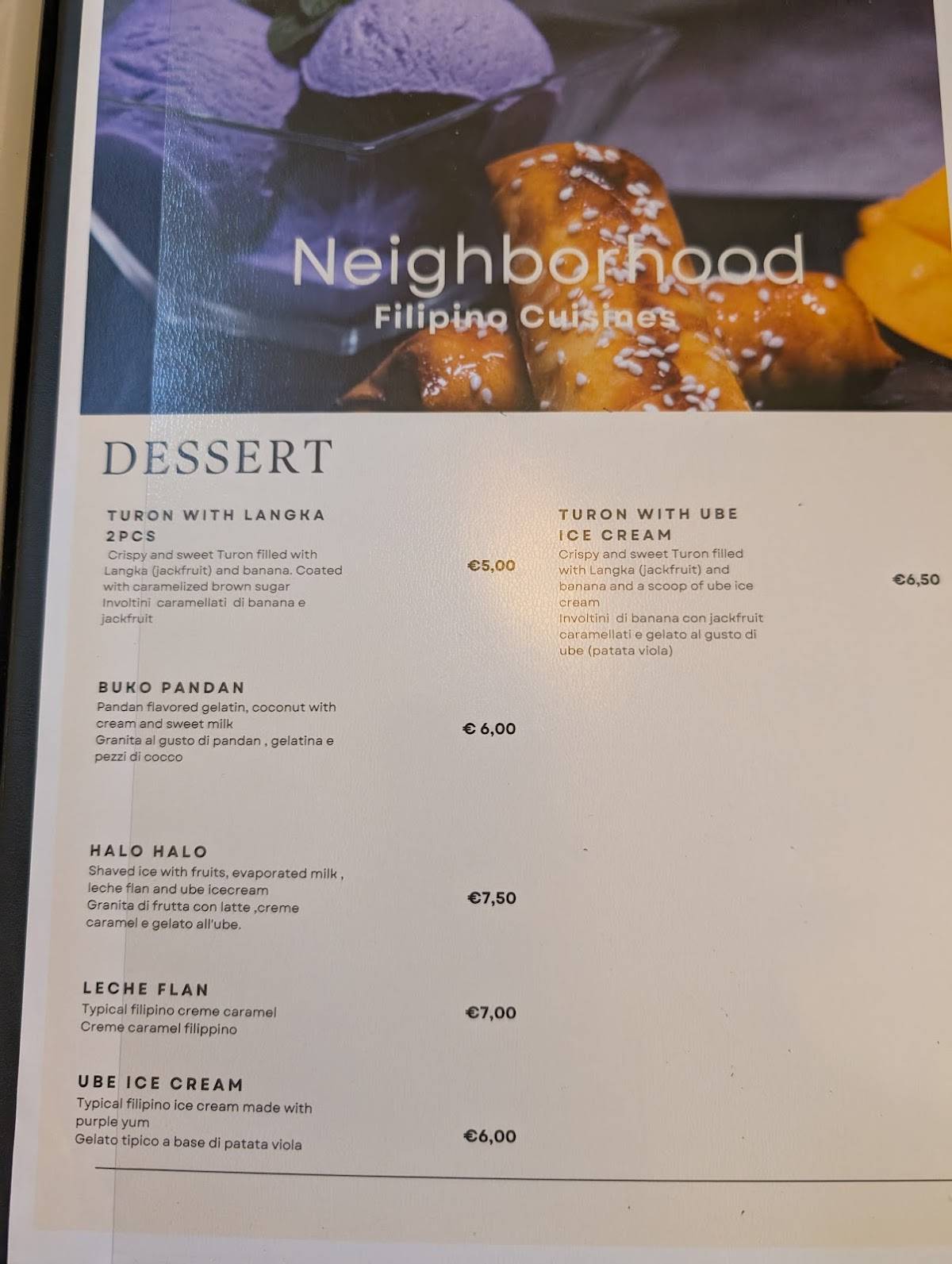 Menu di Neighborhood Filipino Restaurant 
