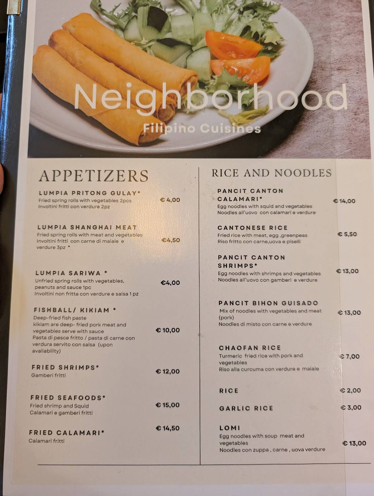 Menu di Neighborhood Filipino Restaurant 