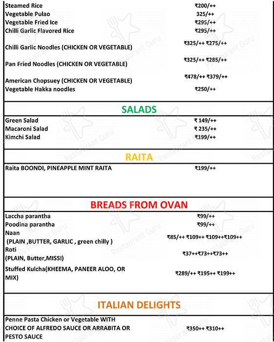 Reefuel Cafe menu