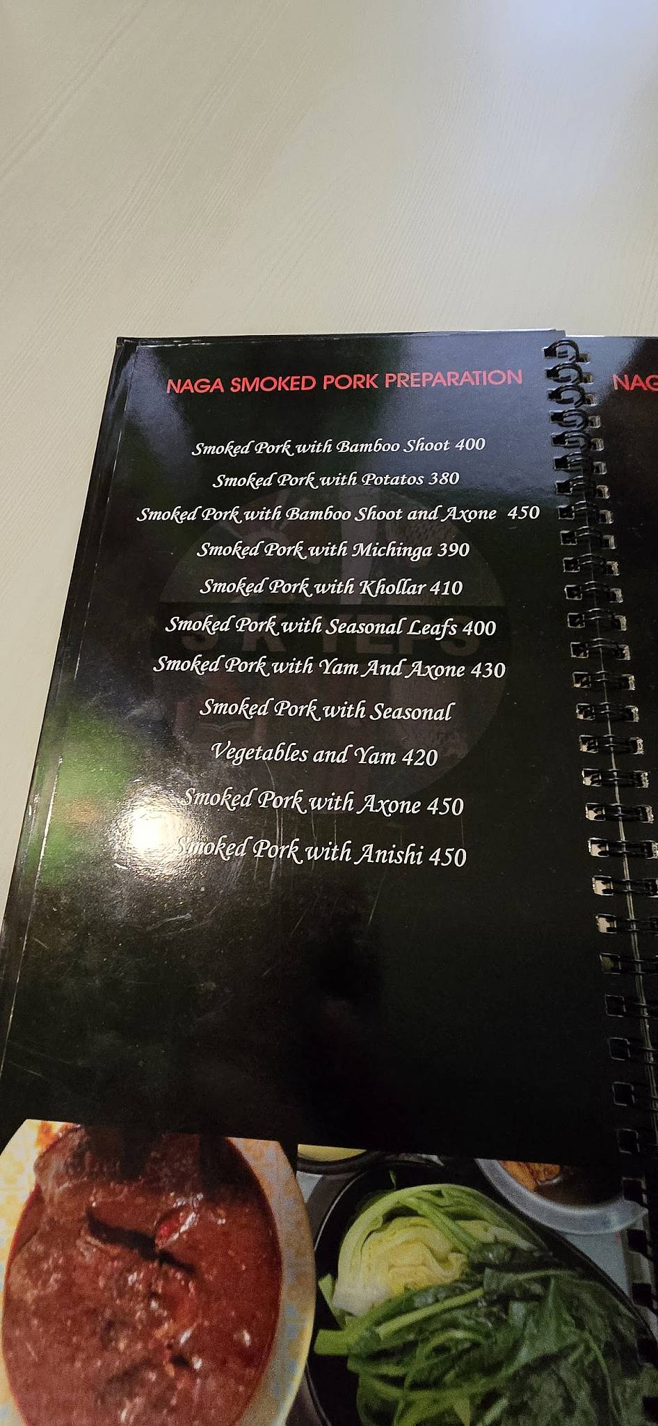 Shilloi Restaurant, Northeast, Naga Cuisine. menu
