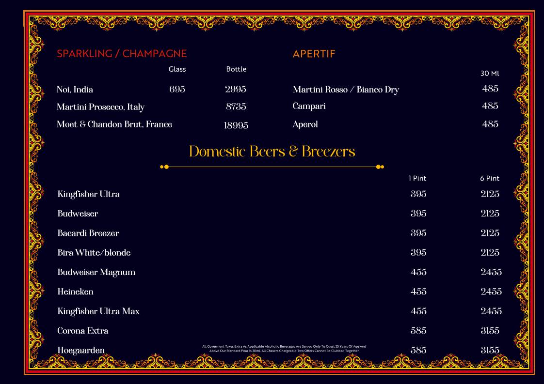 Tamasha menu
