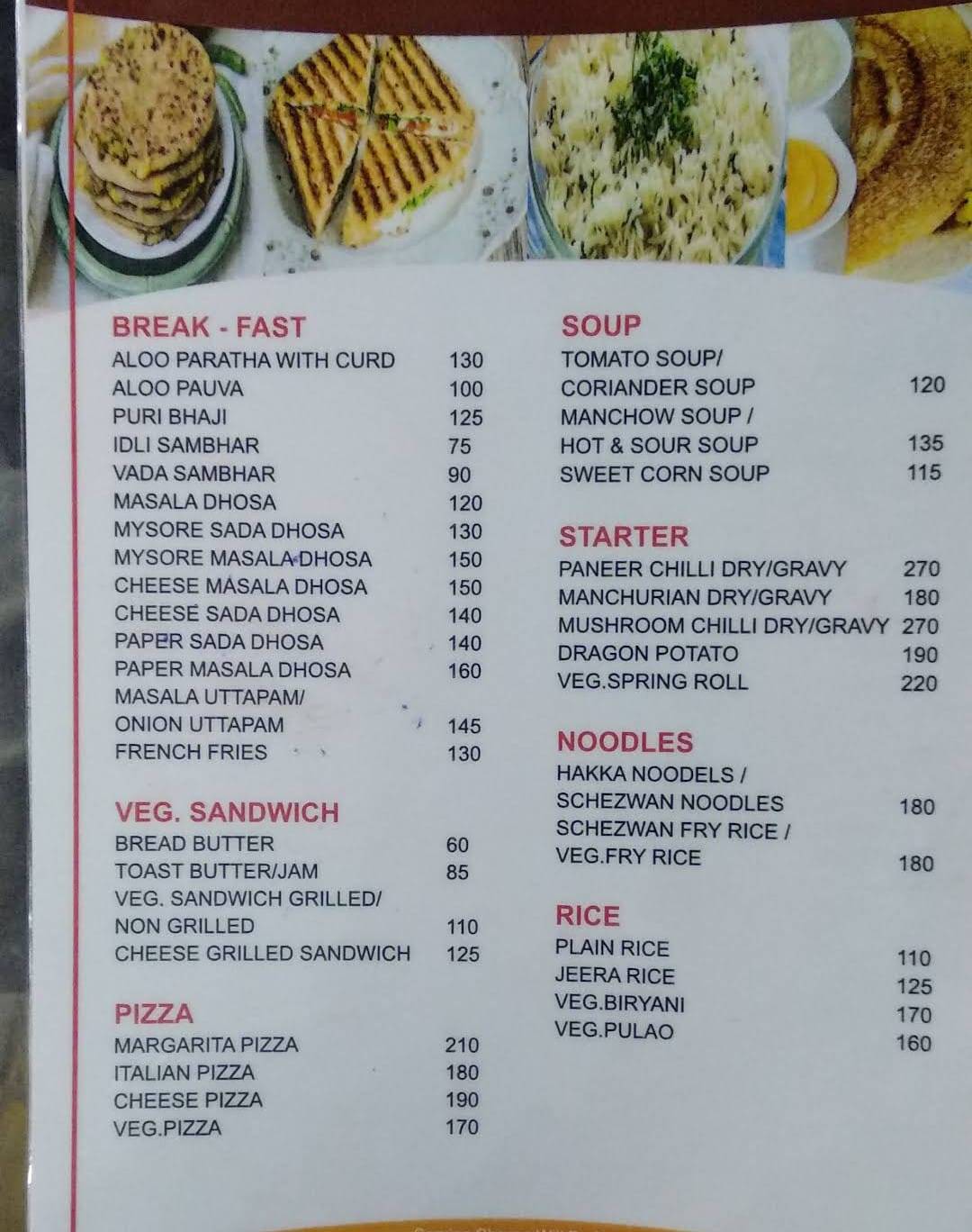 New Sharanam Restaurant menu