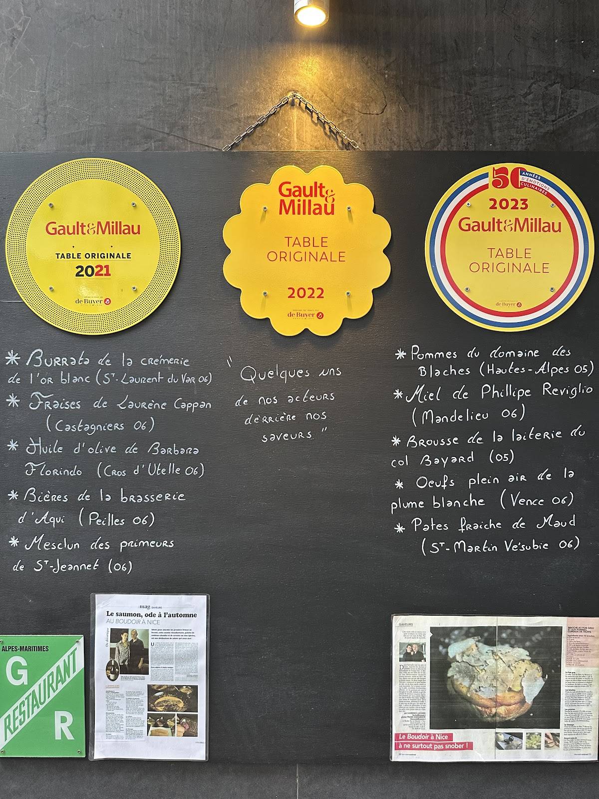Menu de Le Boudoir