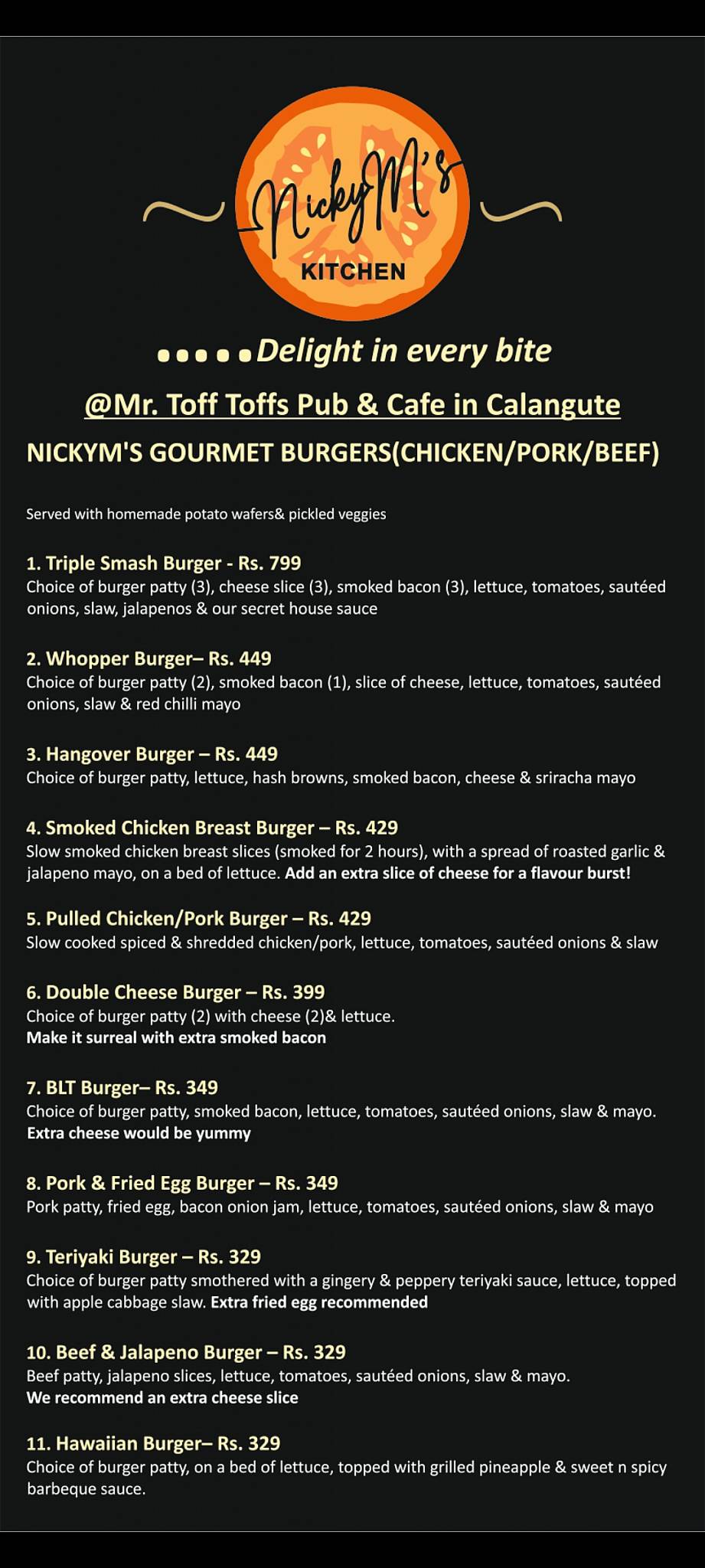 NickyM's Kitchen menu
