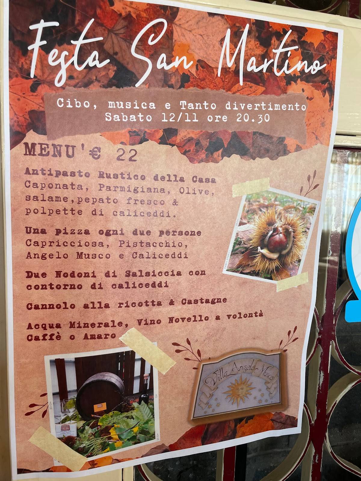 Menu di Villa Angelo Musco 