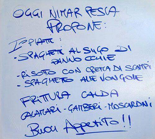 Menu di Ristopescheria Nimar Pesca Bontà Di Mare 