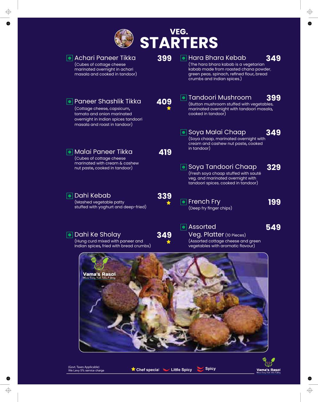Vama's Rasoi menu