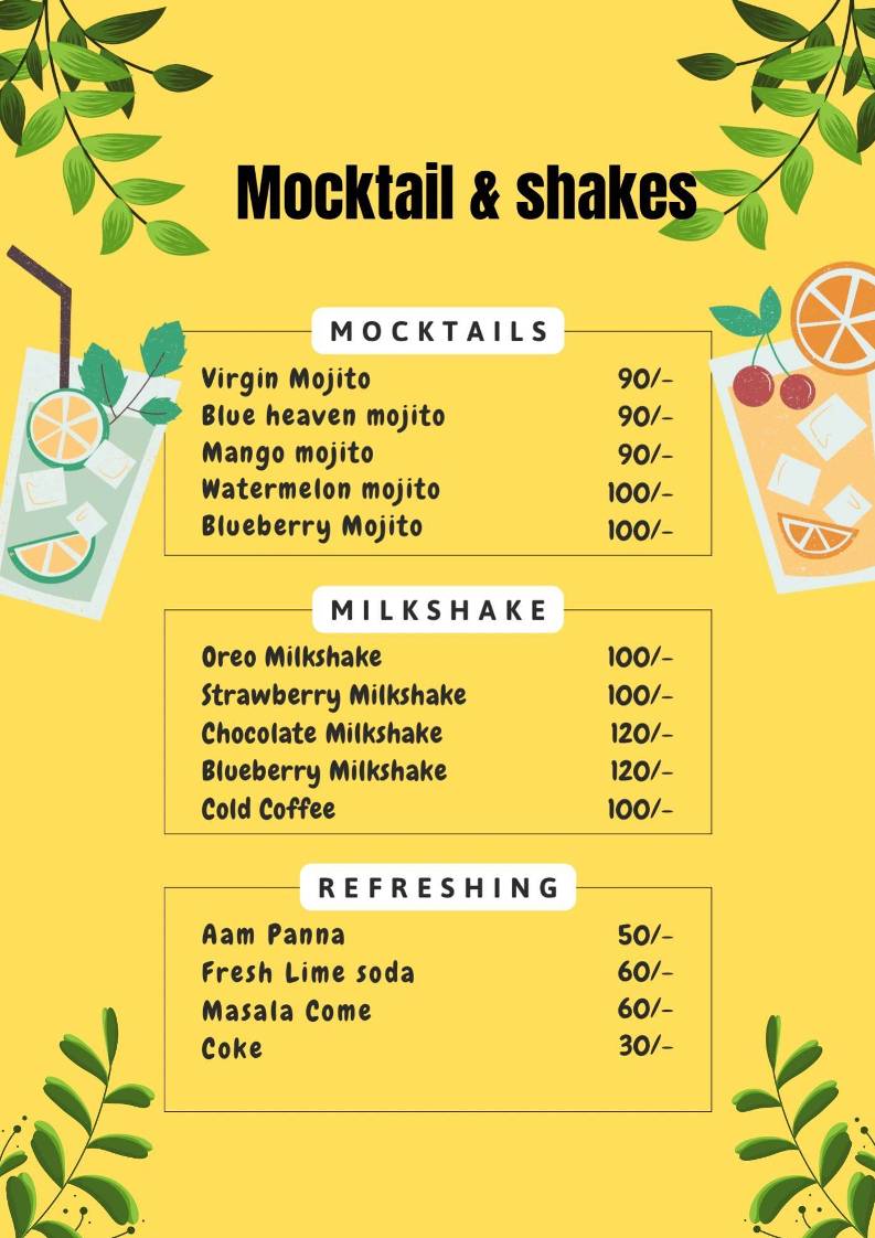 Nomfry Cafe menu