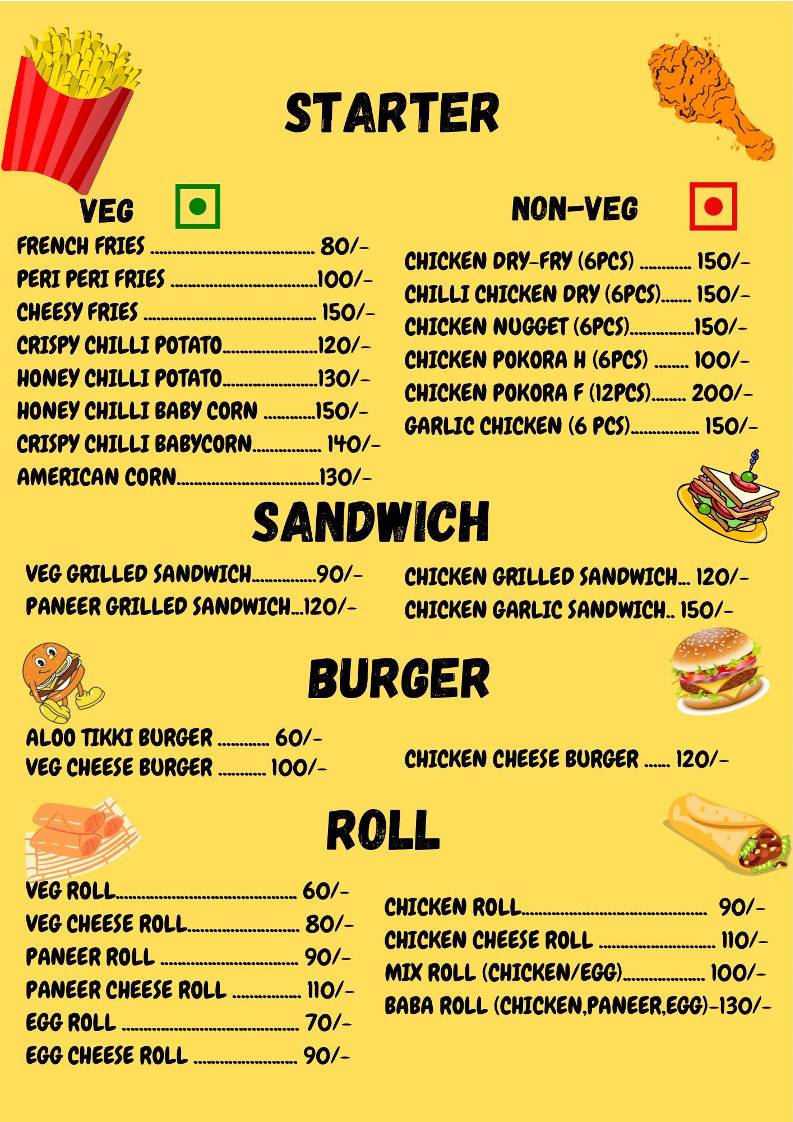 Nomfry Cafe menu