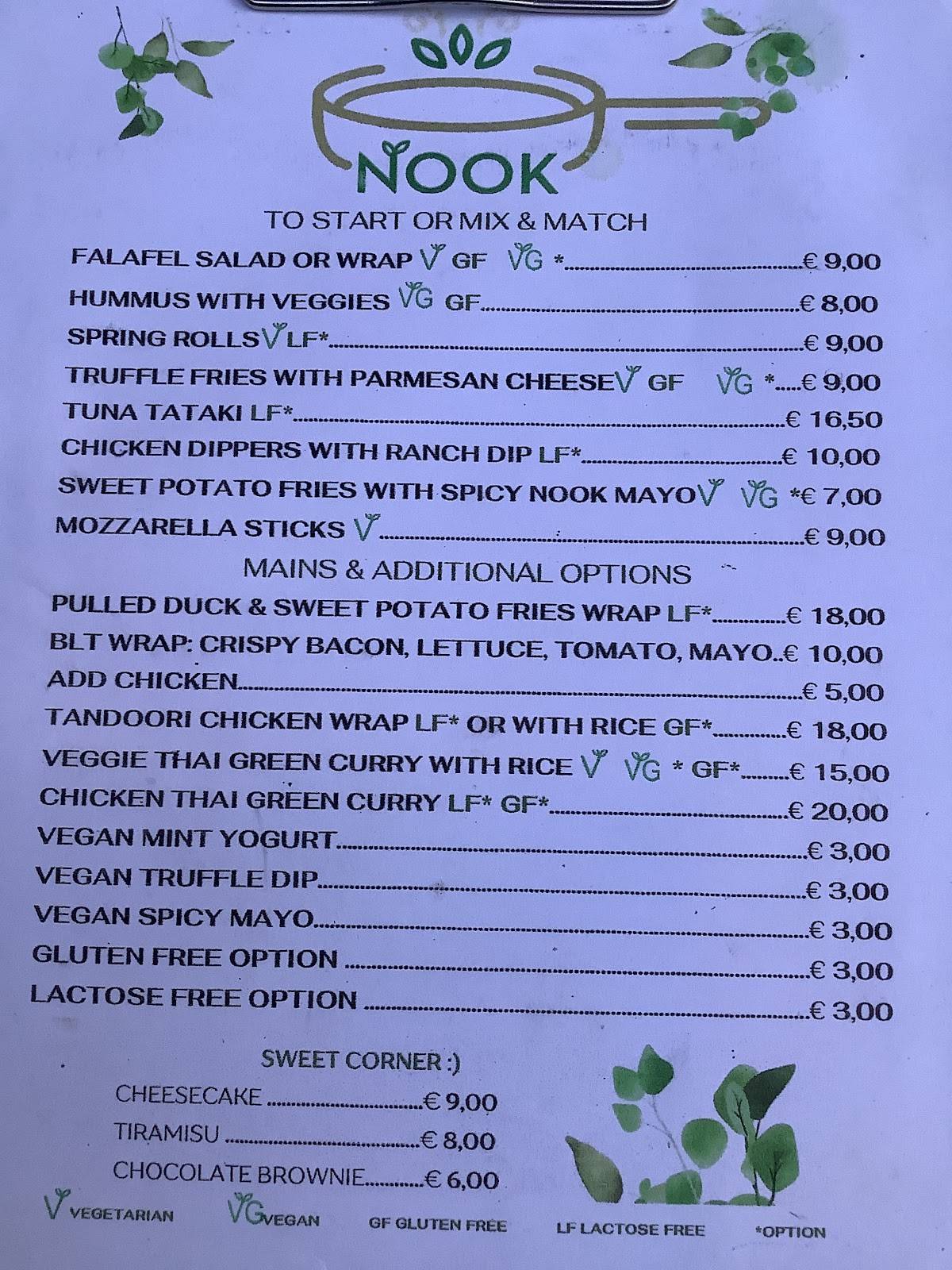 Menu di Nook 