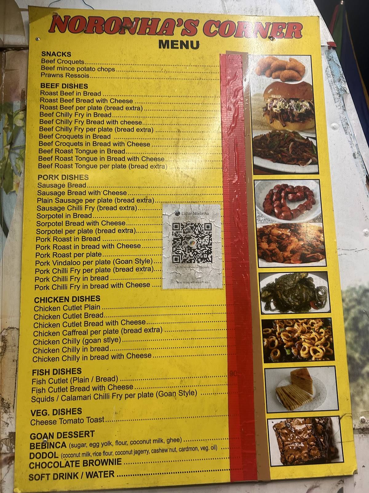 Noronha's Corner menu