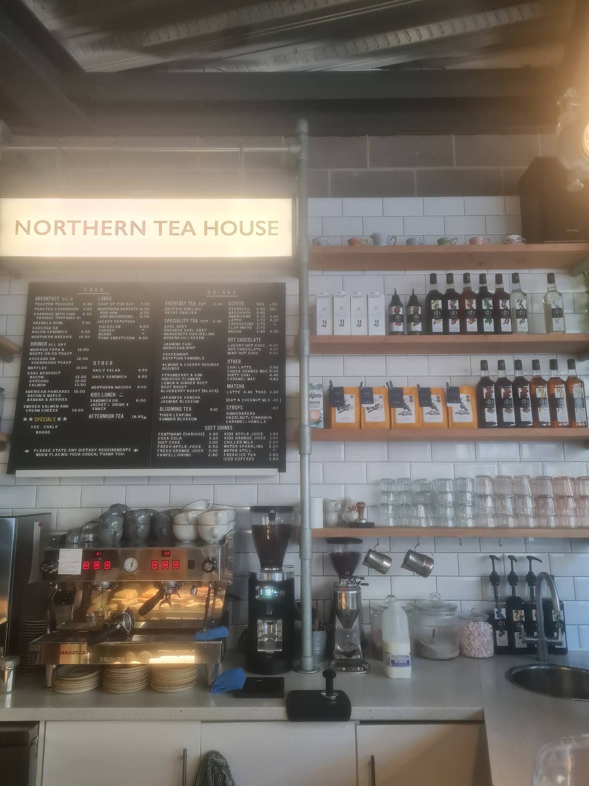 Menu at Northern Tea House cafe, Huddersfield