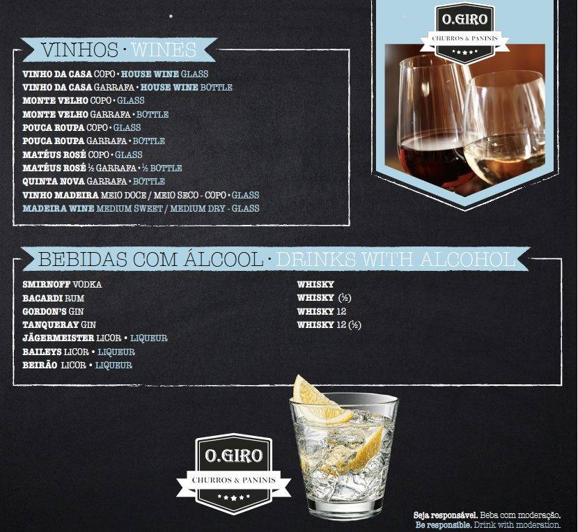 Menu at O.Giro Churros & Paninis restaurant, Funchal