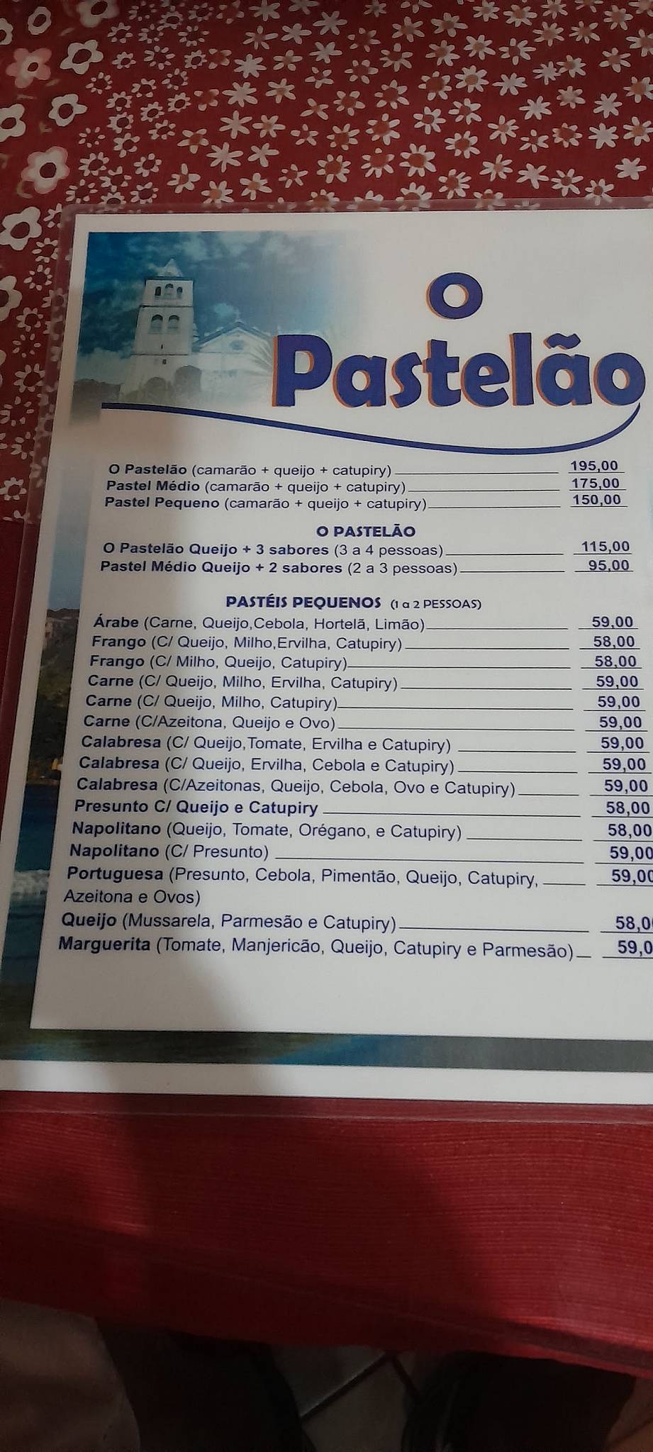 O Pastelão cardápio