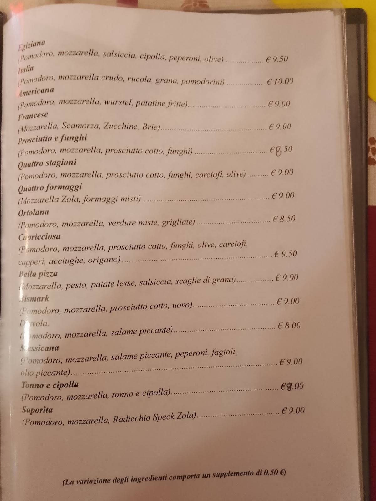 Menu di OK Pizza 