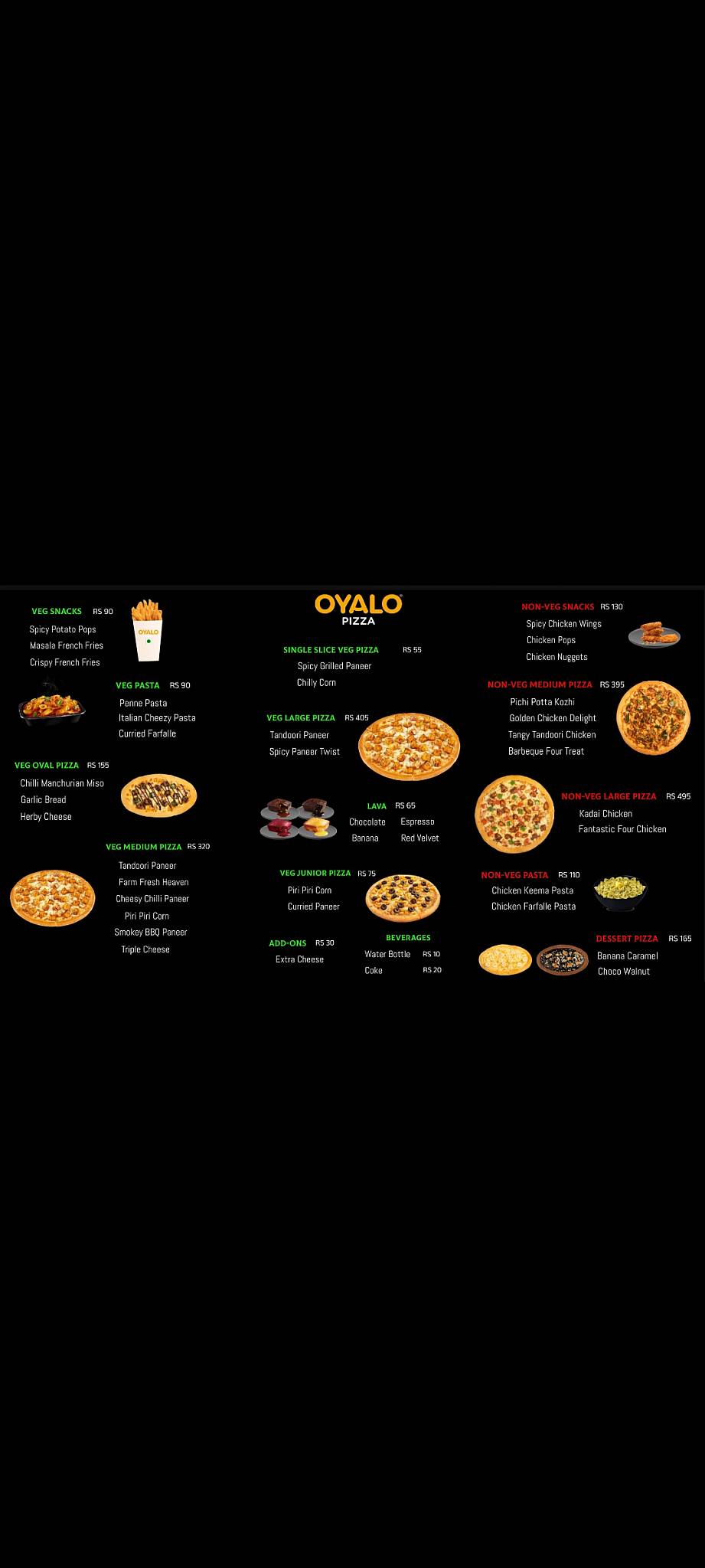 Oyalo pizza Villianur menu