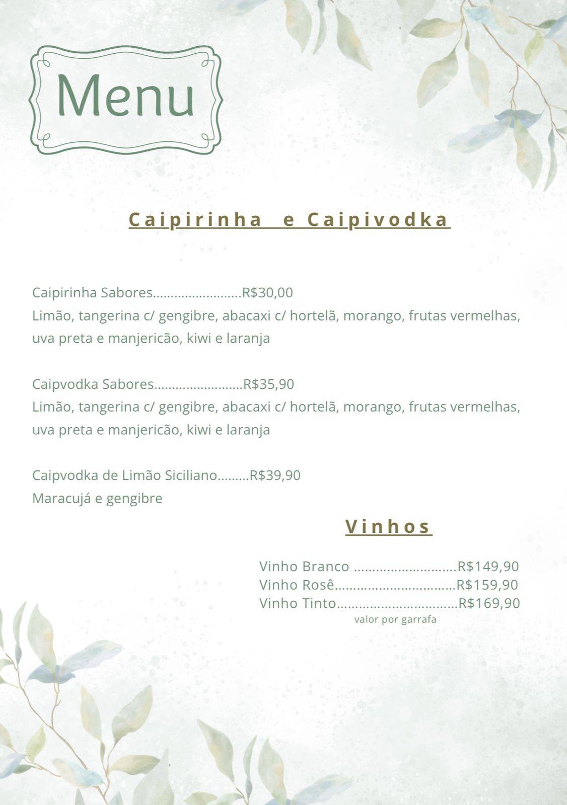 Oásis Gastrolounge cardápio